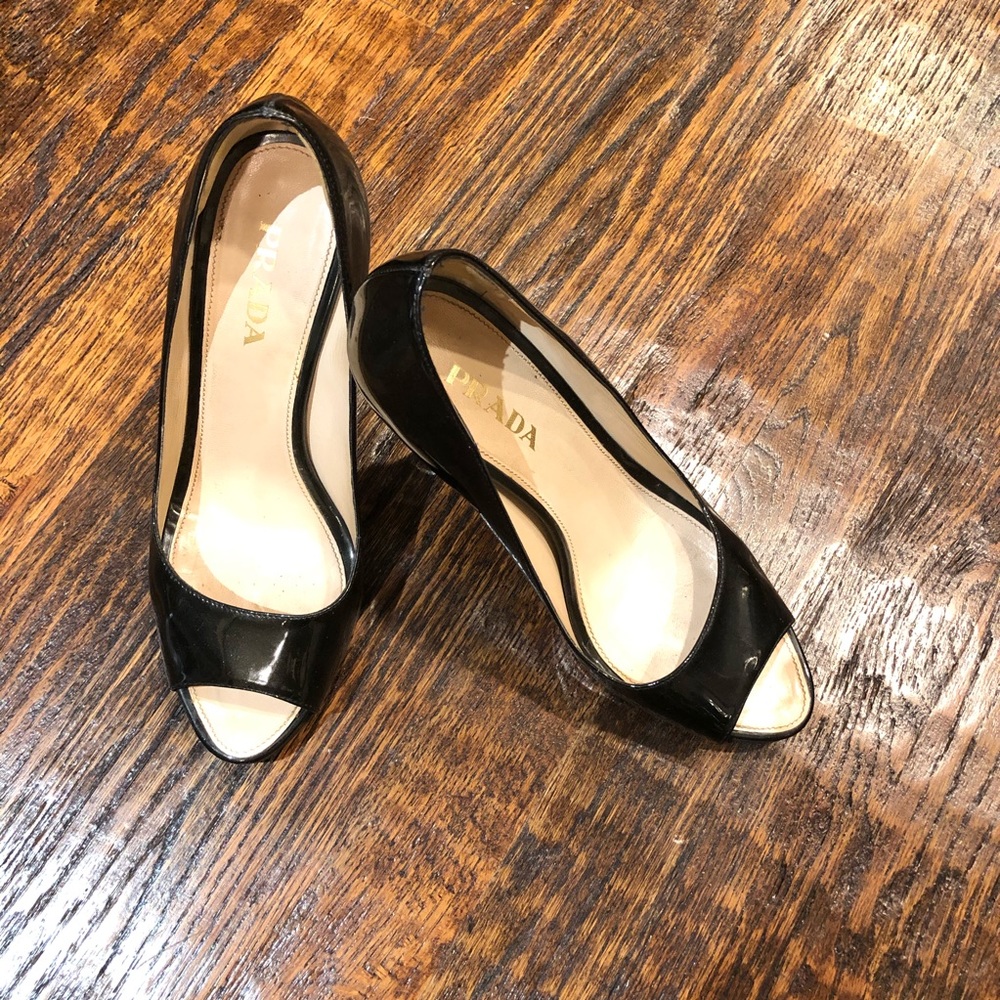 Prada Classic peep toe pumps